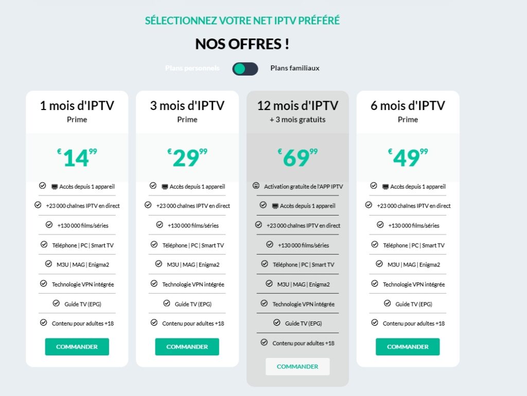 Abonnement IPTV Pro
Abonnement IPTV 12 Mois